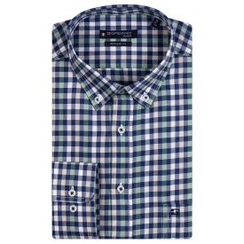 Giordano Overhemd | Blauw Groen Geblokt