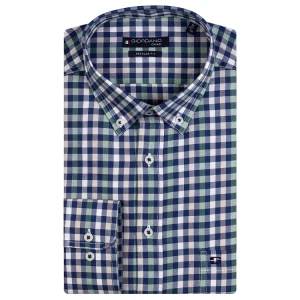 Giordano Overhemd | Blauw Groen Geblokt