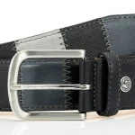 Lindenmann Lederen Patchwork Riem | Zwart Antraciet| www.pietkoopmans.nl