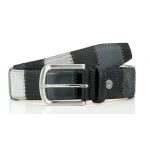 Lindenmann Lederen Patchwork Riem | Zwart Antraciet| www.pietkoopmans.nl