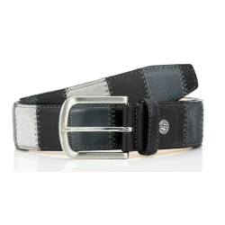 Lindenmann Lederen Patchwork Riem | Zwart Antraciet