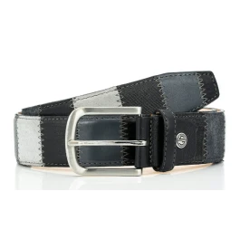 Lindenmann Lederen Patchwork Riem | Zwart Antraciet