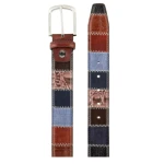Lindenmann Lederen Patchwork Riem | Bruin Blauw | www.pietkoopmans.nl