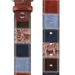 Lindenmann Lederen Patchwork Riem | Bruin Blauw | www.pietkoopmans.nl