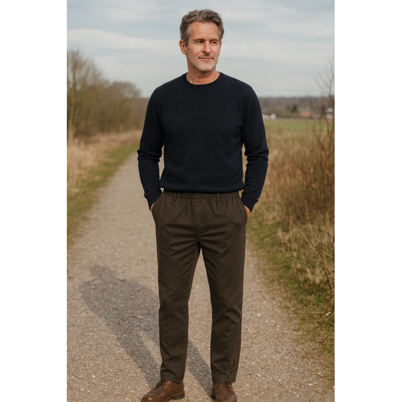 Piet Elastische Taille Broek | Gennep Bruin | www.pietkoopmans.nl