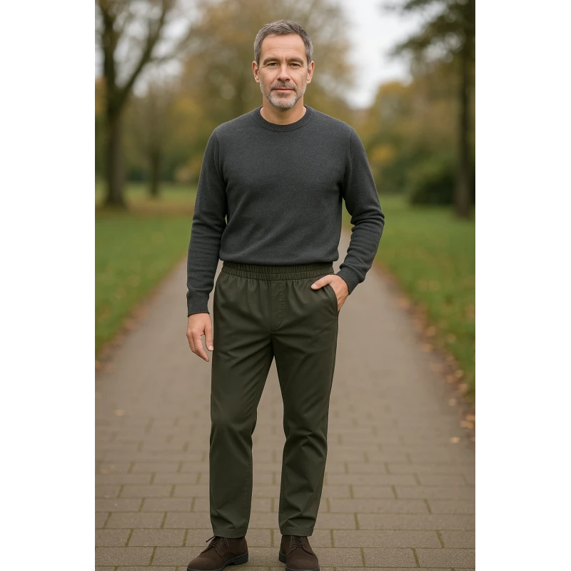 Piet Elastische Taille Broek | Gennep Groen | www.pietkoopmans.nl
