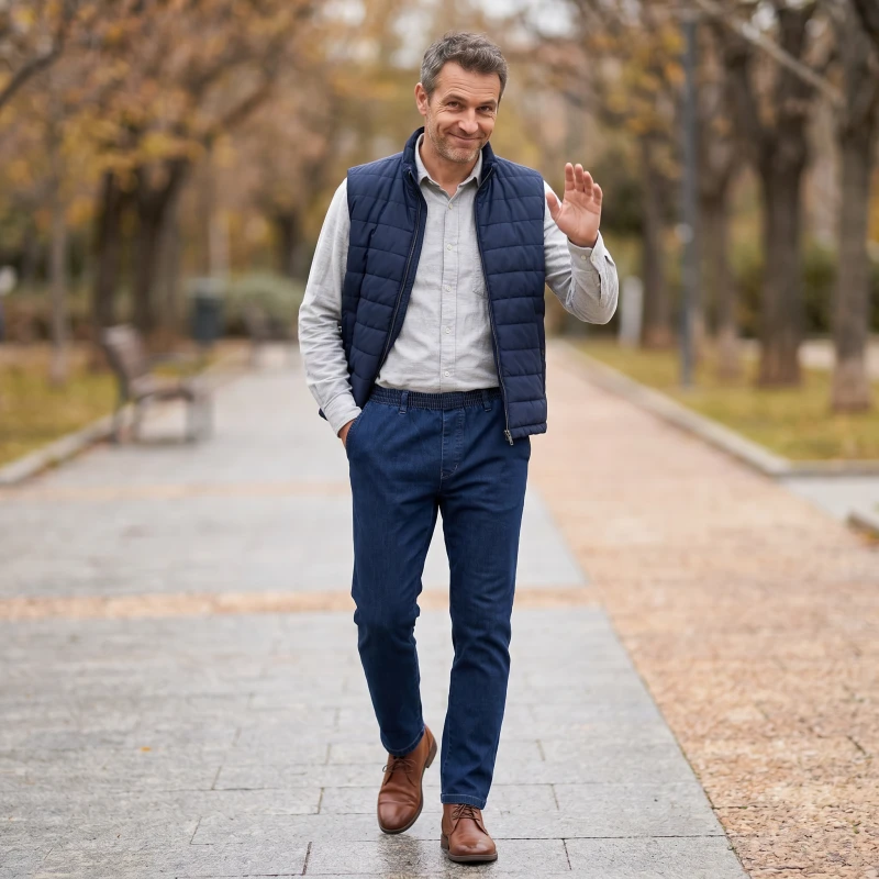 Jeans met elastische Taille | Denim Rondom Lang | www.pietkoopmans.nl