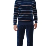 Pastunette Velours Pyjama | Blauw Gestreept | www.pietkoopmans.nl