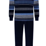 Pastunette Badstof Pyjama | Blauw Gestreept | www.pietkoopmans.nl