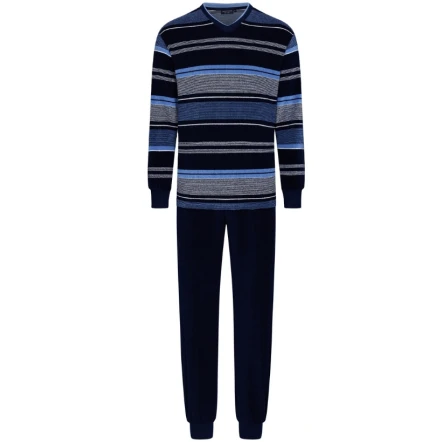Pastunette Badstof Pyjama | Blauw Gestreept | www.pietkoopmans.nl
