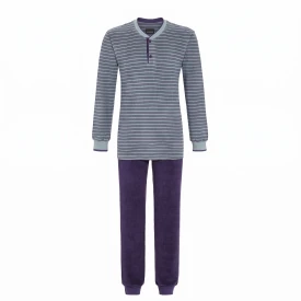 Ringella Badstof Pyjama | Blauw Gestreept