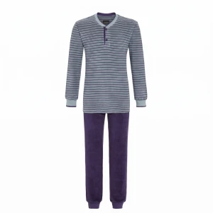 Ringella Badstof Pyjama | Blauw Gestreept
