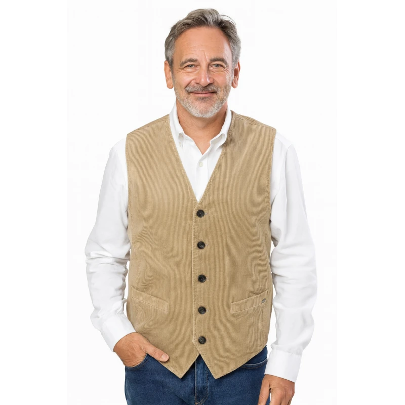 S4 Prague Rib Gilet | Beige | www.pietkoopmans.nl