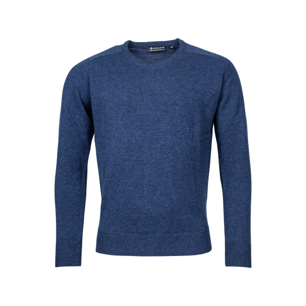 Baileys Lamswol Trui V Hals | Denim Blauw | www.pietkoopmans.nl