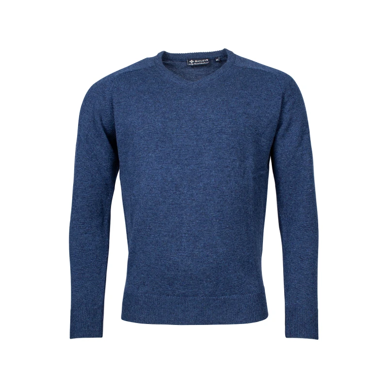Baileys Lamswol Trui V Hals | Denim Blauw | www.pietkoopmans.nl