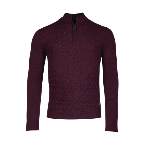 Baileys Zip Lamswollen Trui | Bordeaux Gevlochten