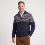 Baileys Noors Half Zip Trui | Beige Print | www.pietkoopmans.nl
