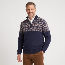 Baileys Noors Half Zip Trui | Beige Print
