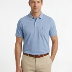 Baileys Polo Korte Mouw | Middenblauw Melange