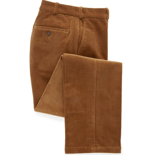 Katoenen Brede Rib Broek | Terra | www.pietkoopmans.nl