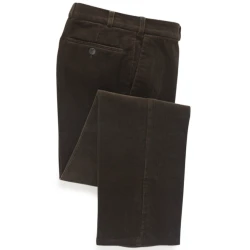Katoenen Brede Rib Broek | Olijf Groen