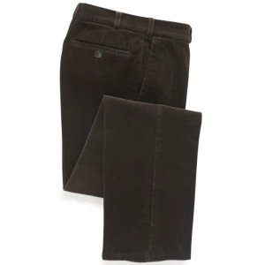 Katoenen Brede Rib Broek | Olijf Groen