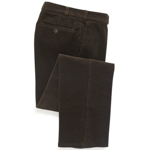Katoenen Brede Rib Broek | Olijf Groen