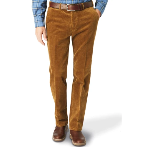 Katoenen Brede Rib Broek | Terra | www.pietkoopmans.nl
