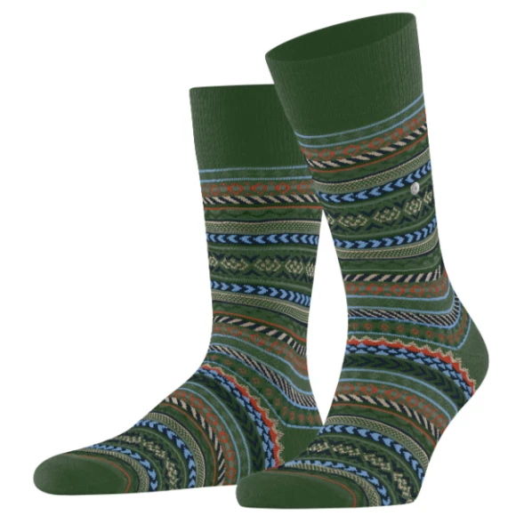 Burlington Fair Isle Sokken | Groen | www.pietkoopmans.nl