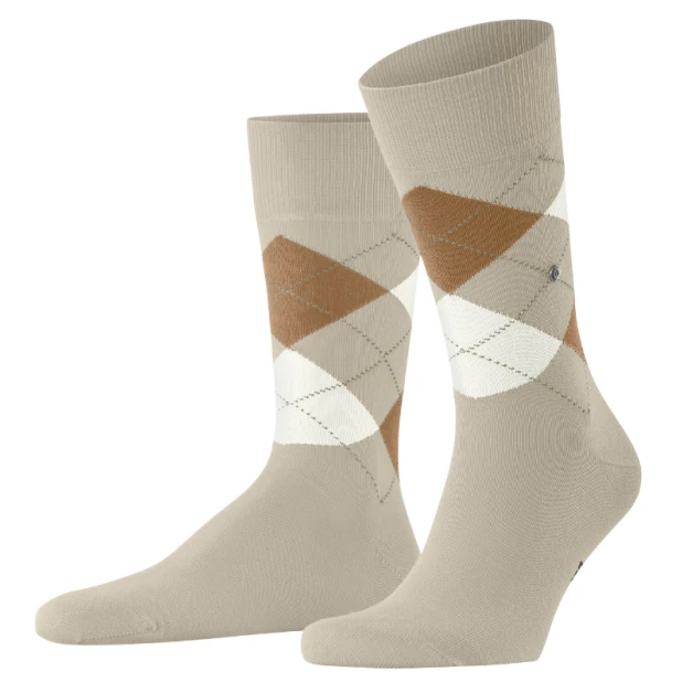 Burlington Sokken King | Créme Camel Geruit | www.pietkoopmans.nl