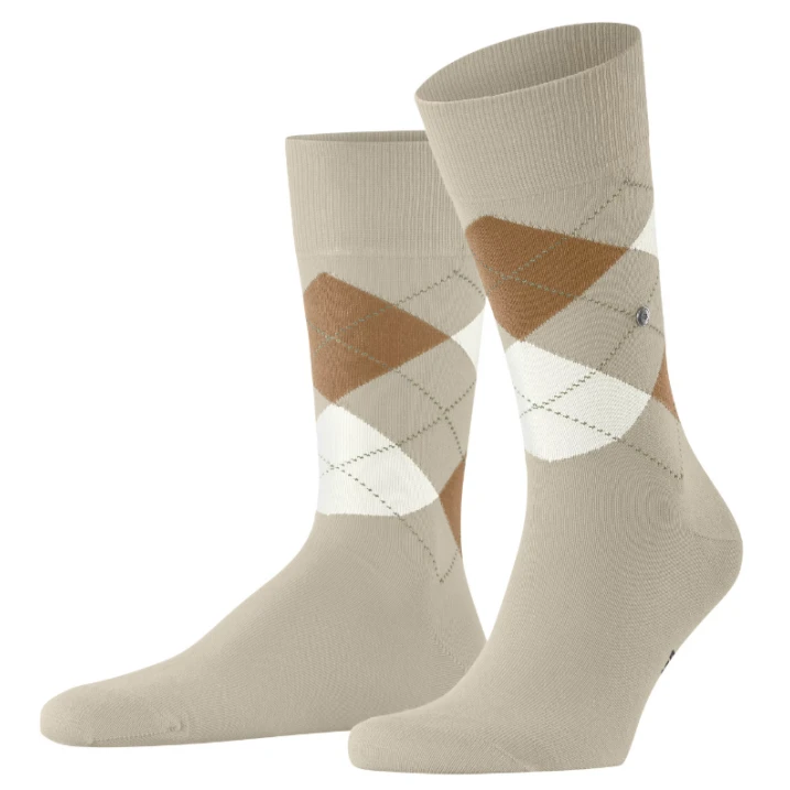 Burlington Sokken King | Créme Camel Geruit | www.pietkoopmans.nl