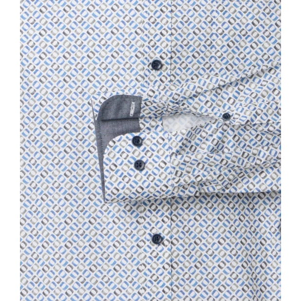 Casamoda Overhemd | Creme Met Blauwgrijs Print| www.pietkoopmans.nl