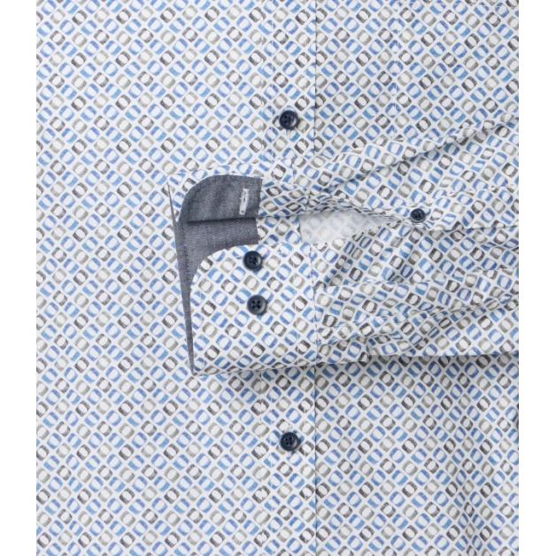 Casamoda Overhemd | Creme Met Blauwgrijs Print| www.pietkoopmans.nl