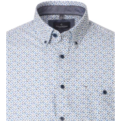 Casamoda Overhemd | Creme Met Blauwgrijs Print