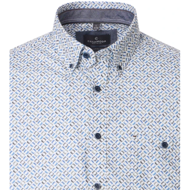 Casamoda Overhemd | Creme Met Blauwgrijs Print| www.pietkoopmans.nl