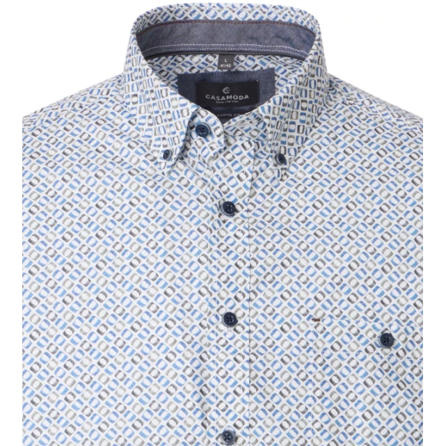 Casamoda Overhemd | Creme Met Blauwgrijs Print| www.pietkoopmans.nl