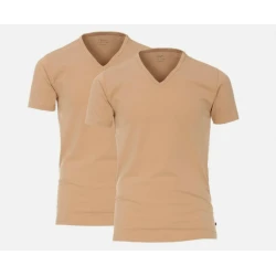 Venti Body Fit Basis V Hals Shirt  | Huidskleur