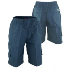 Elastische taille korte broek met trekkoord | Blauw