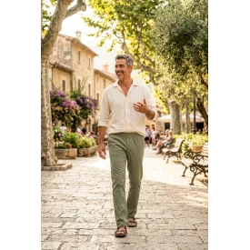 Elastische Taille Broek  | Meppel Olijf