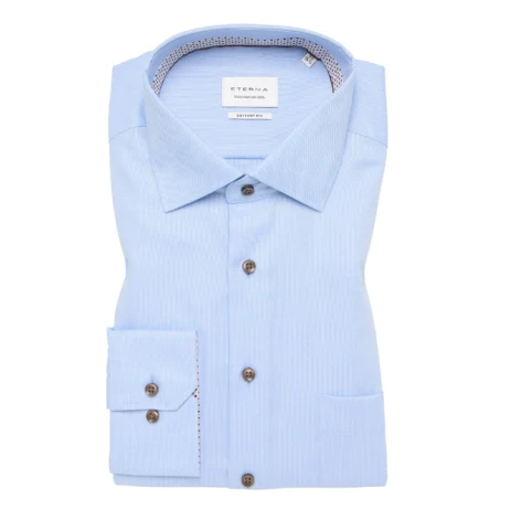 Eterna Effen Overhemd | Blauw | www.pietkoopmans.nl