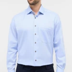 Eterna Effen Overhemd | Blauw | www.pietkoopmans.nl