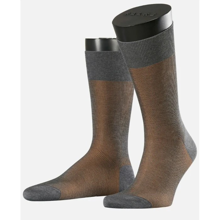 Falke Sokken Fine Shadow| Grijs Cognac | www.pietkoopmans.nl