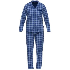 Götzburg Pyjama Knoop | Navy Blauw Geruit