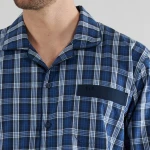 Götzburg Pyjama Knoop | Navy Blauw Geruit |  www.pietkoopmans.nl