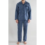 Götzburg Pyjama Knoop | Navy Blauw Geruit |  www.pietkoopmans.nl