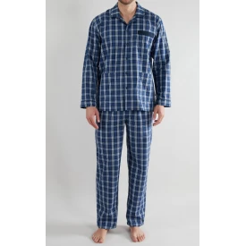 Götzburg Pyjama Knoop | Navy Blauw Geruit