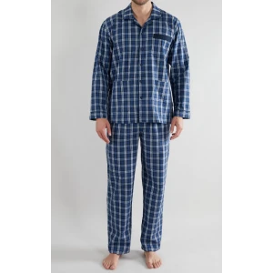 Götzburg Pyjama Knoop | Navy Blauw Geruit