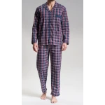 Götzburg Pyjama Knoop | Navy Bordo Geruit |  www.pietkoopmans.nl