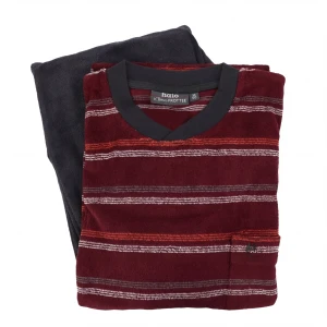Hajo Badstof Pyjama | Bordeaux Antra Gestreept