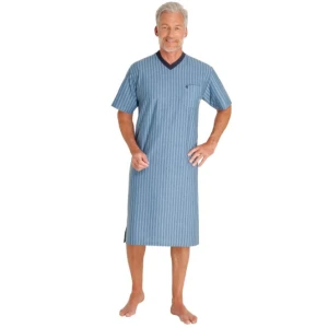 Hajo Nachthemd Korte Mouw | Blauw Gestreept